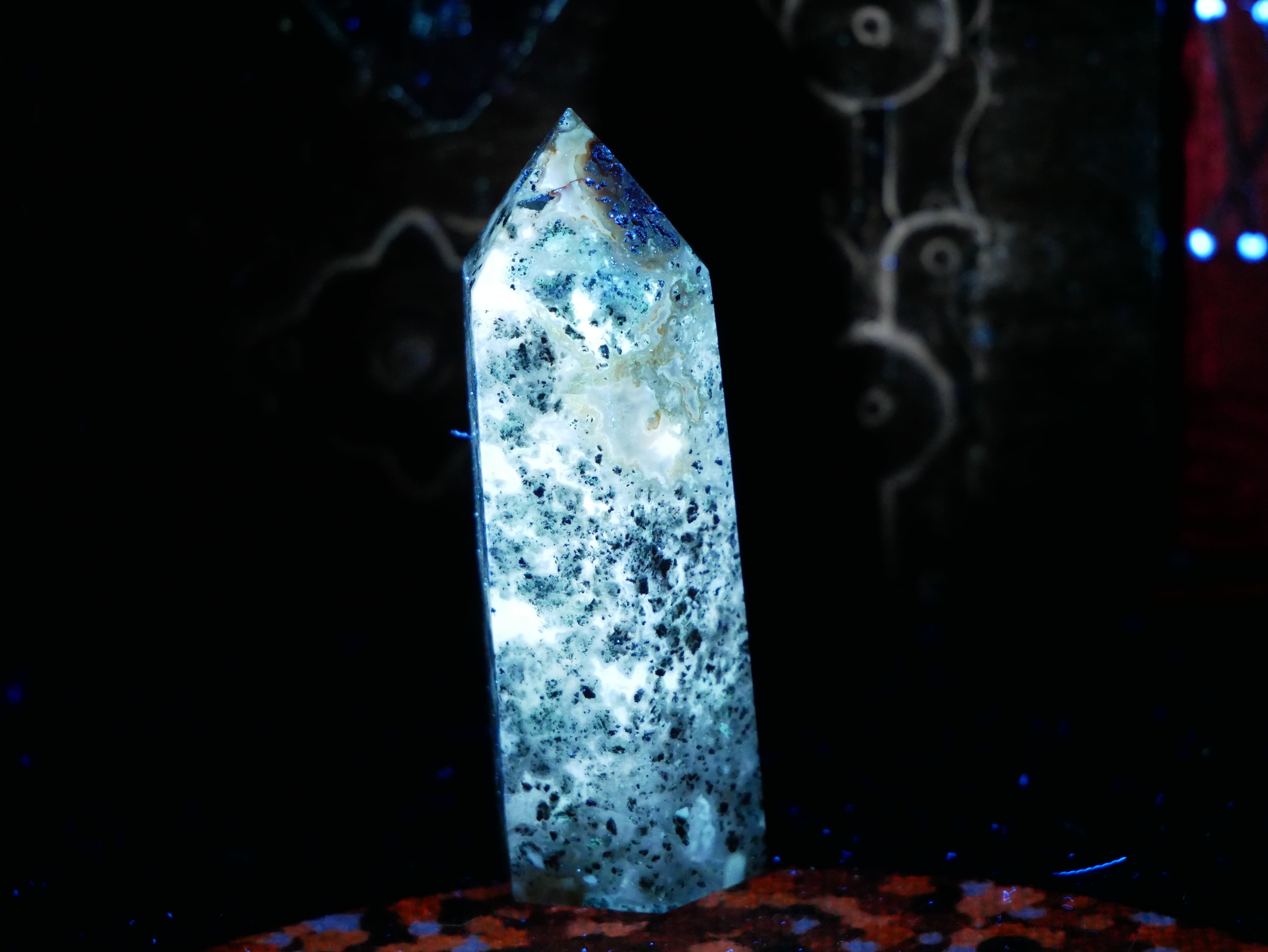 Moss Agate w/ Pyrite Tower