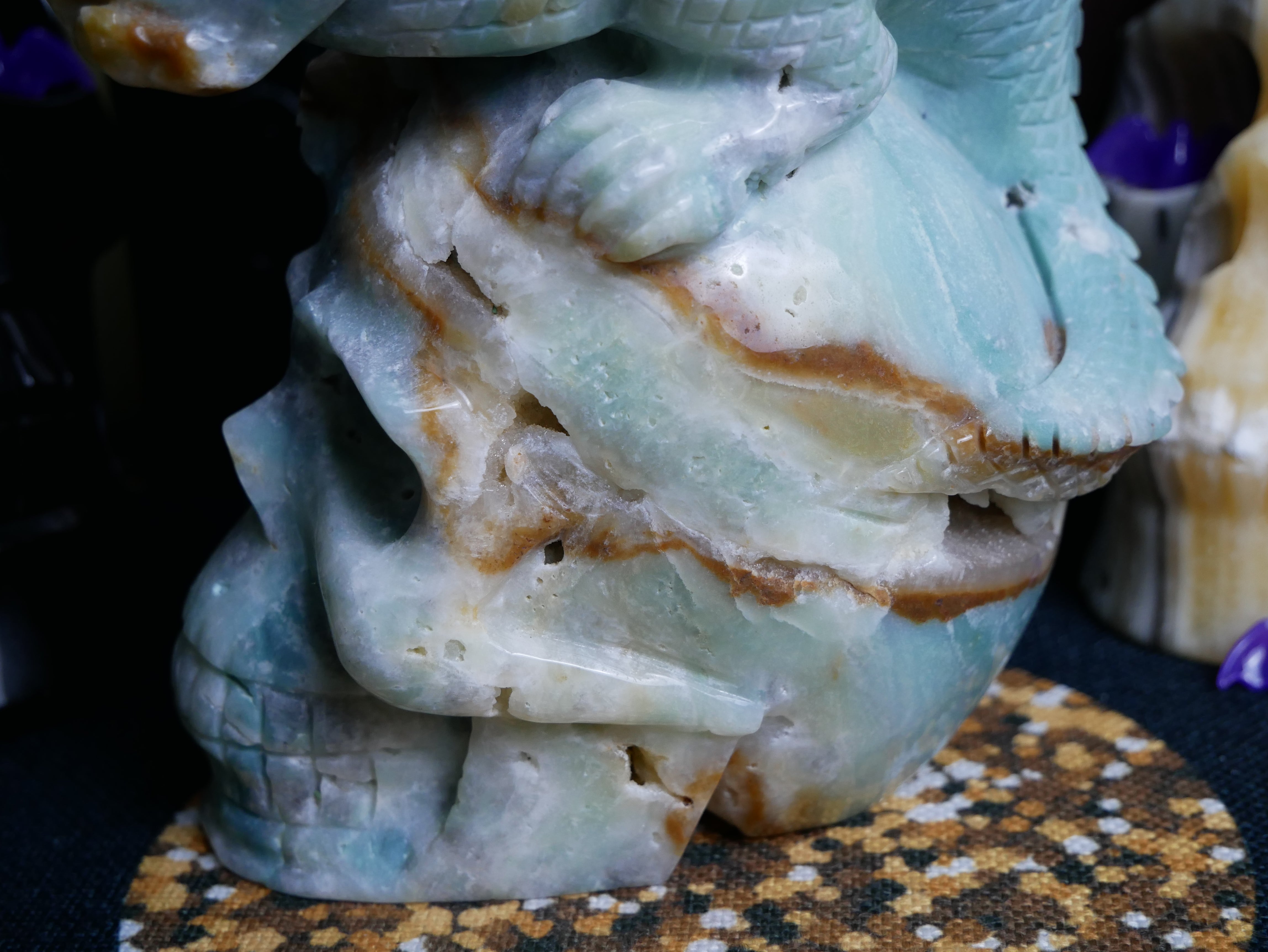 Caribbean Calcite Dinosaur on Skull