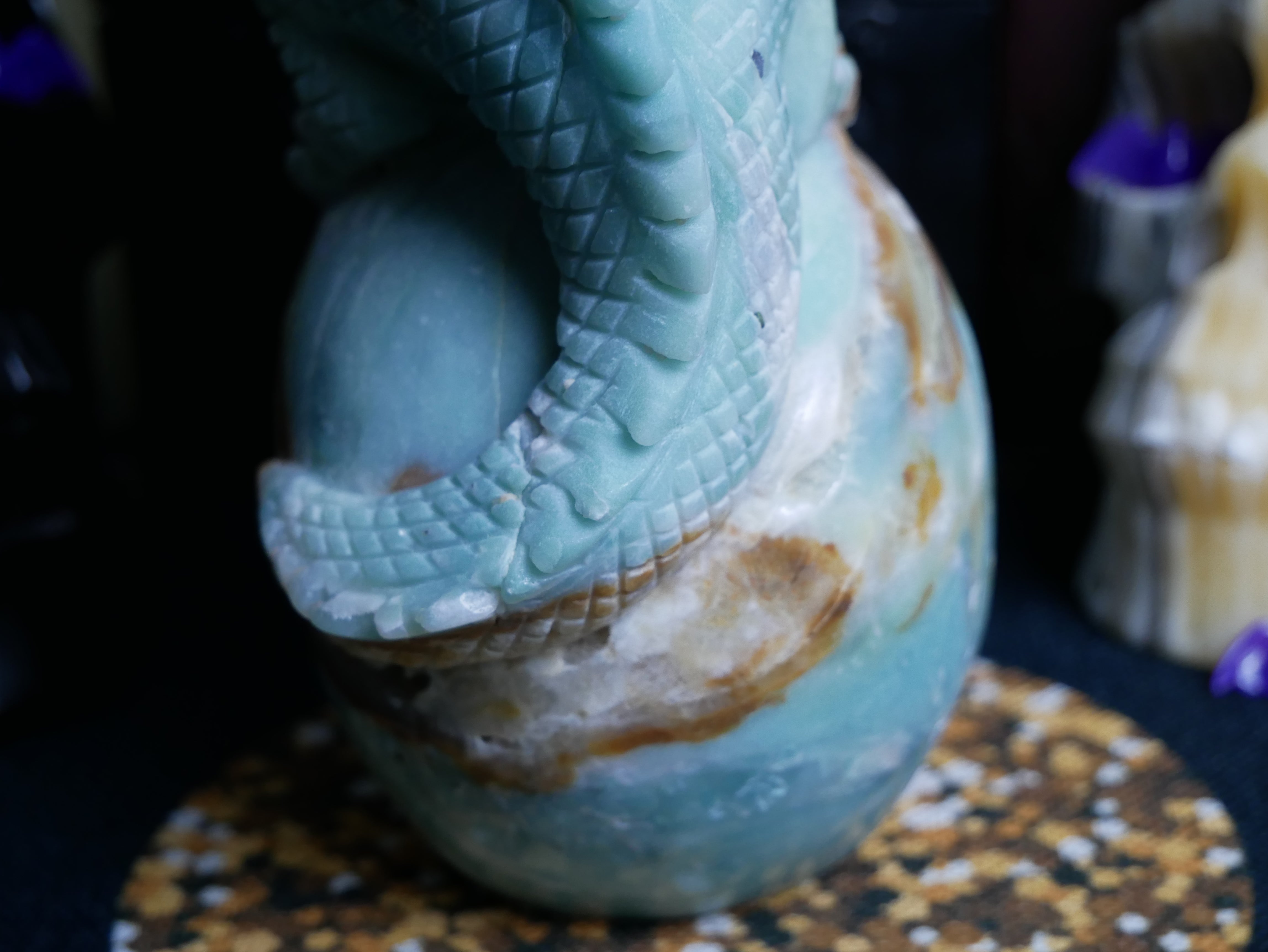 Caribbean Calcite Dinosaur on Skull