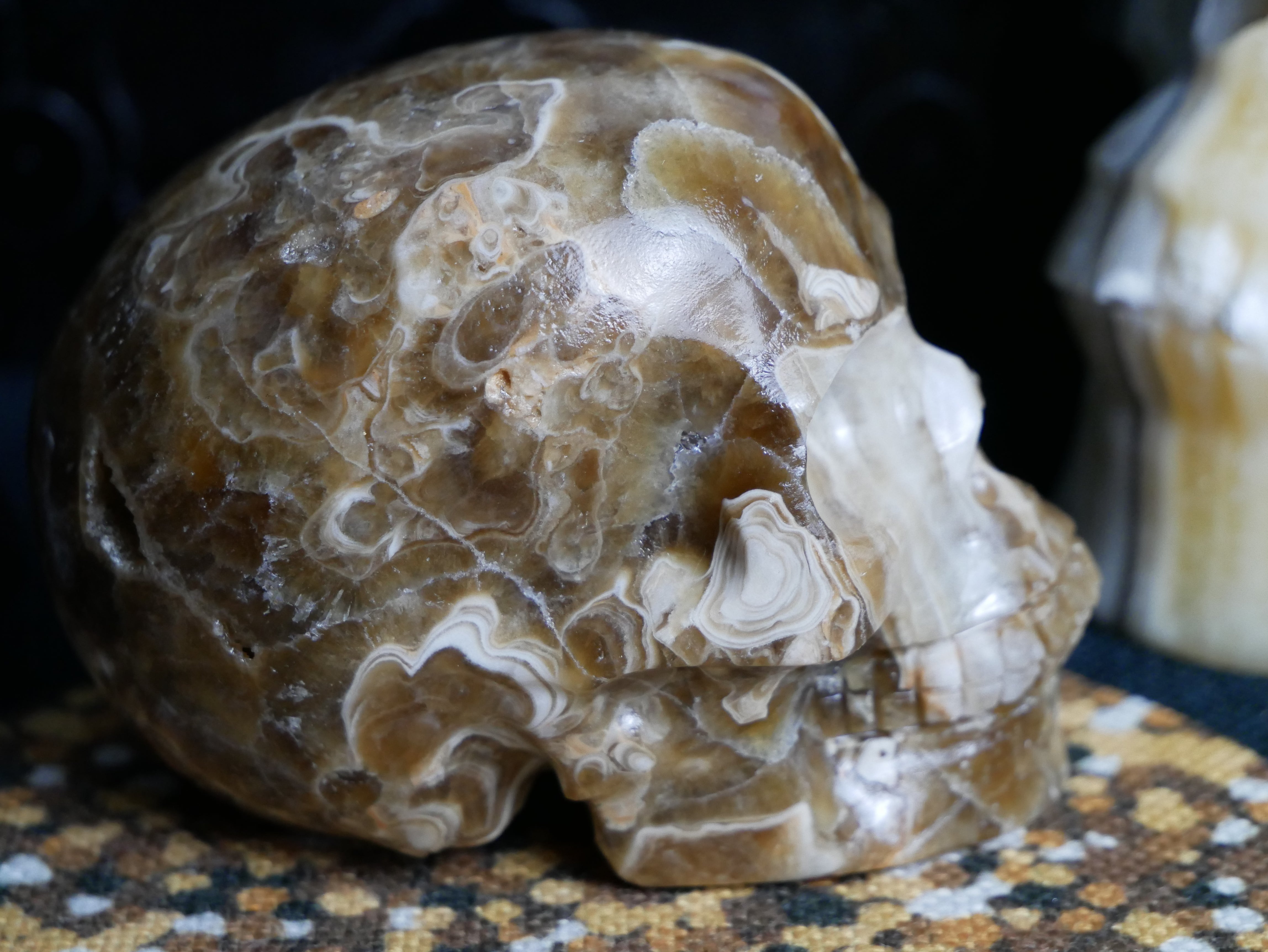 Amber Calcite Skull