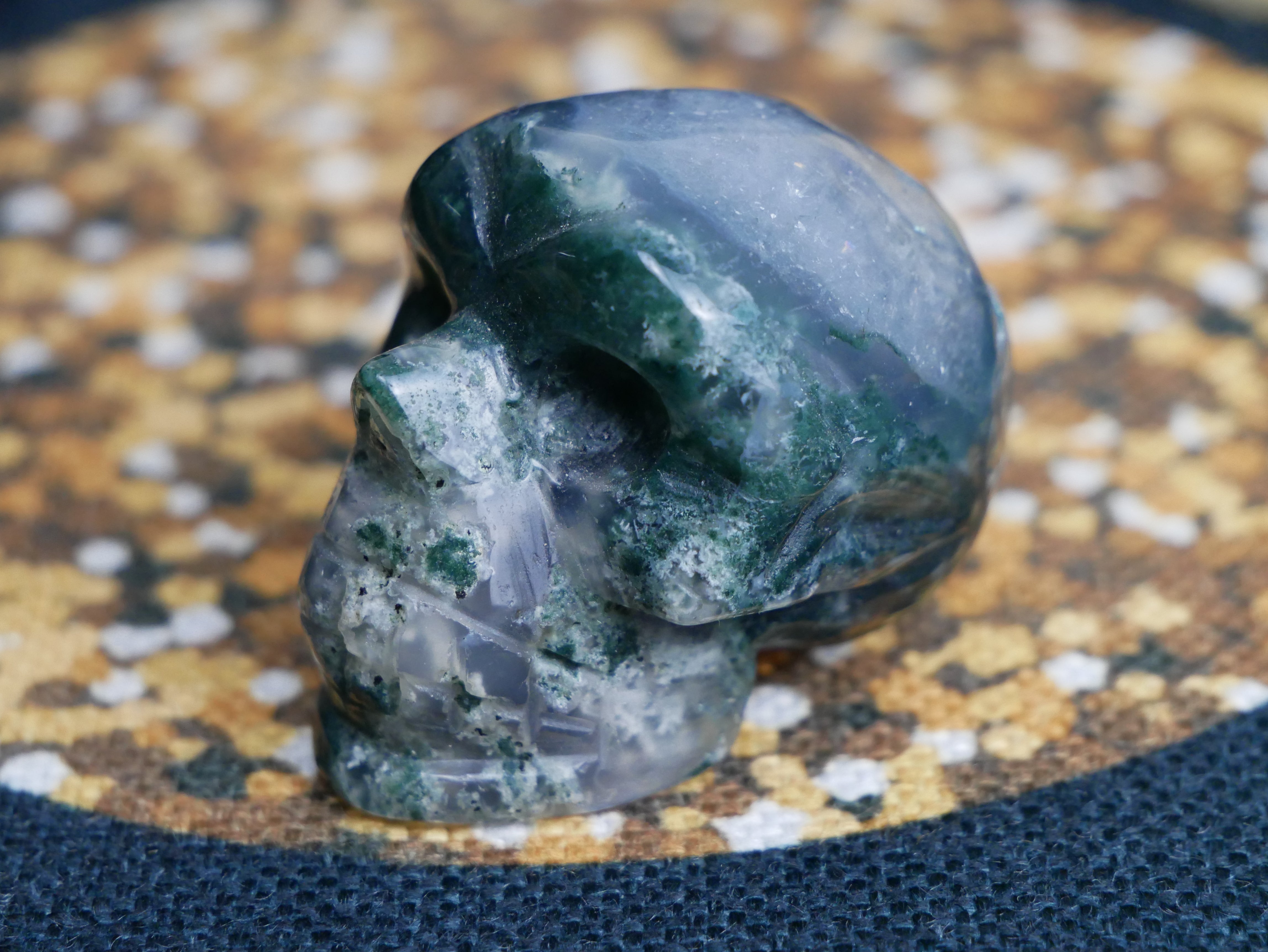 Moss Agate Skull