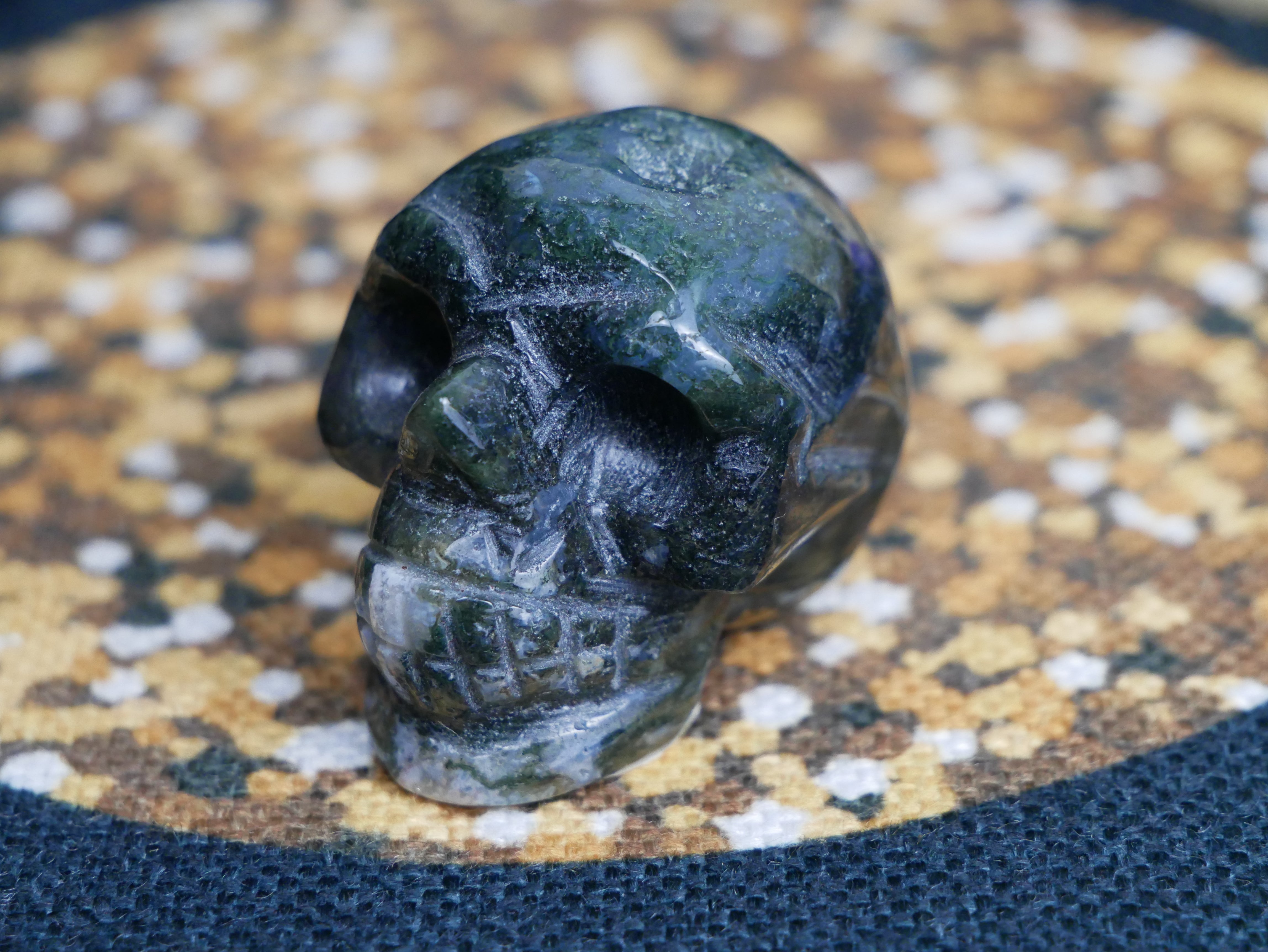 Moss Agate Skull